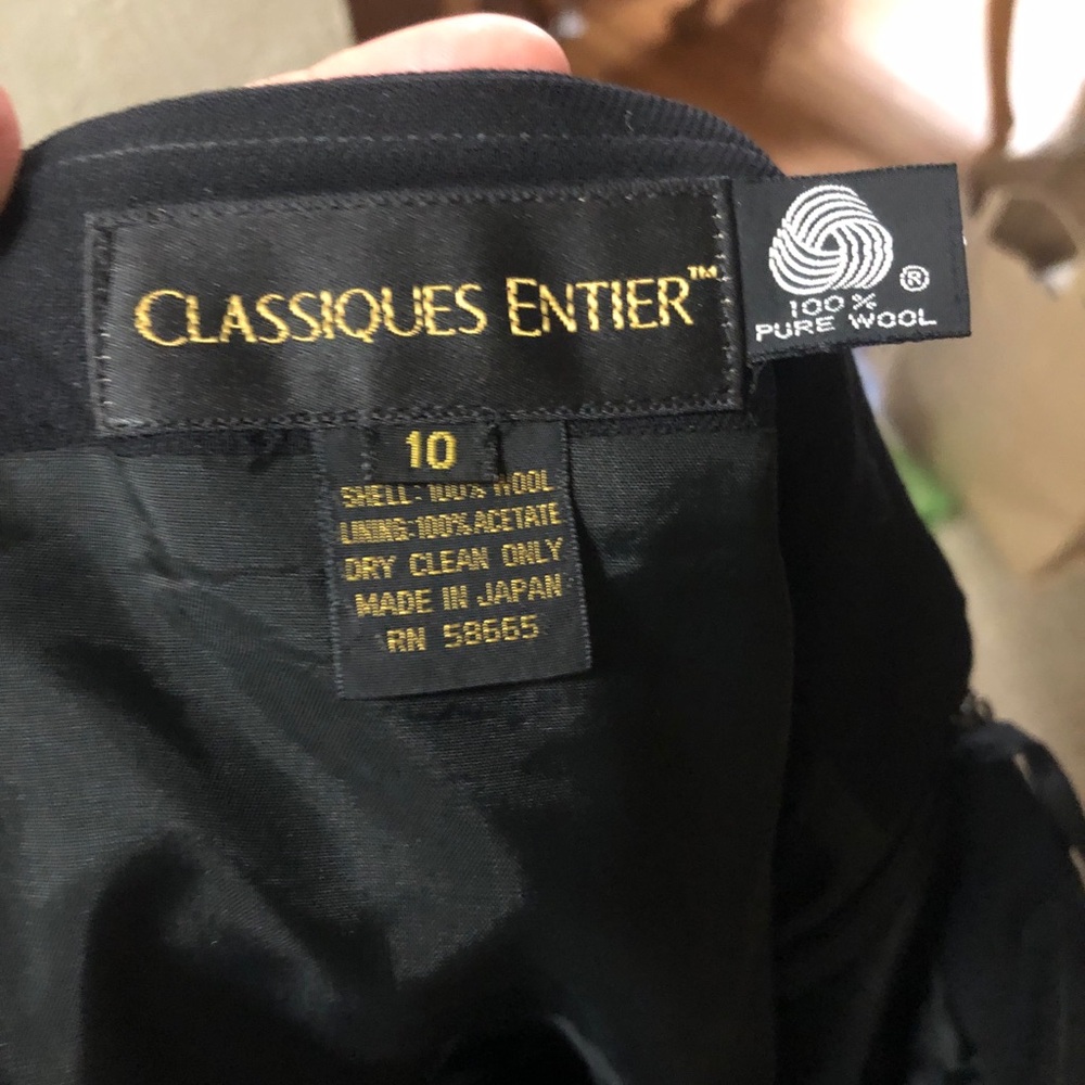 classiques entier pure wool black a-line pleated skirt double breast gold 10 - Picture 6 of 12
